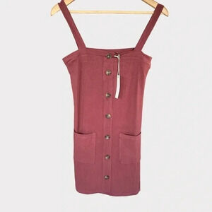 Olivaceous Casual Button Front Ribbed Pullover Mini Dress Size Small, Medium